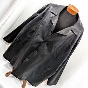 ARIZONA JEAN COMPANY! LUXE BLACK STADIUM LENGTH VEGAN LEATHER JACKET COAT!SZ 4XL